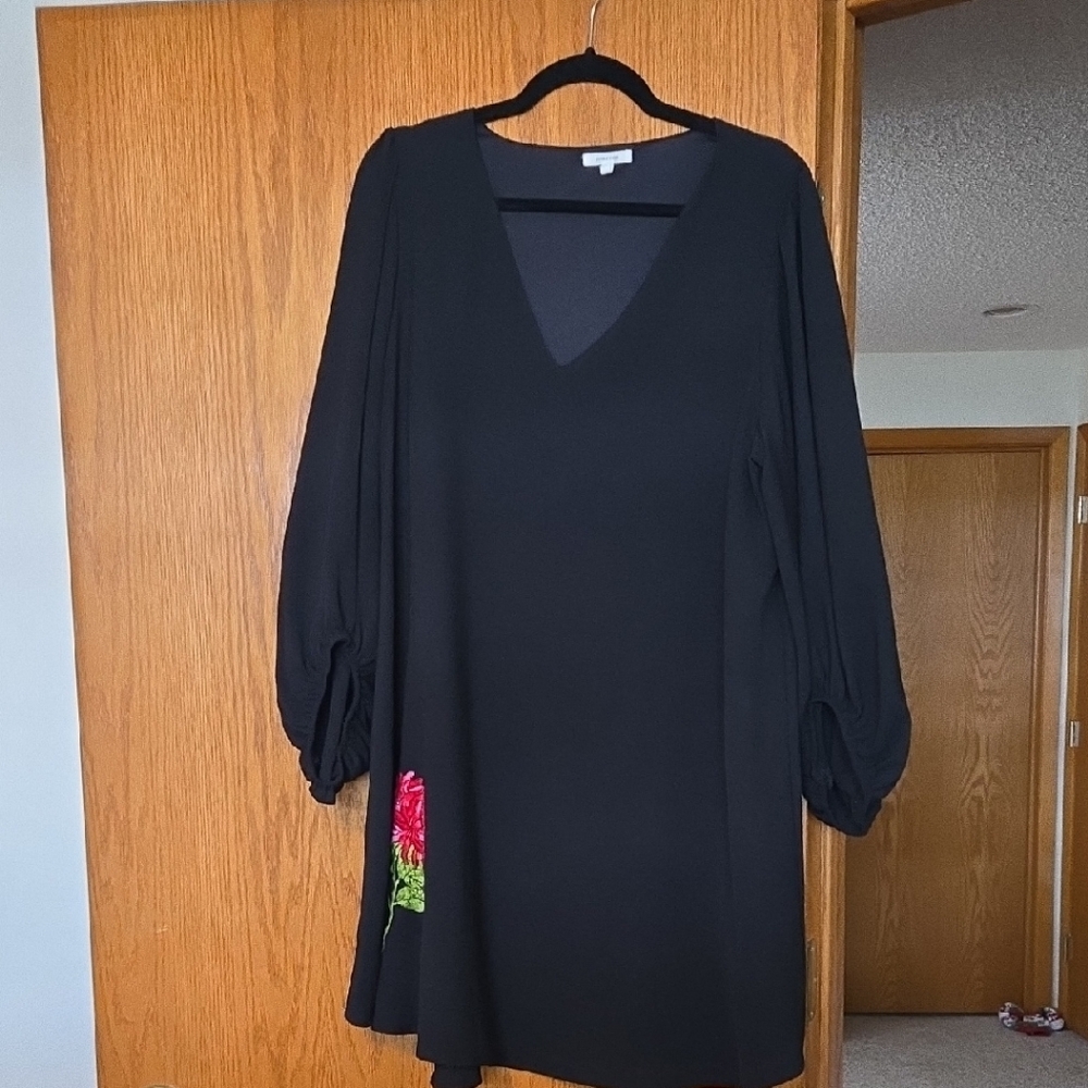 Maurices Black Dress with Red Floral Accent